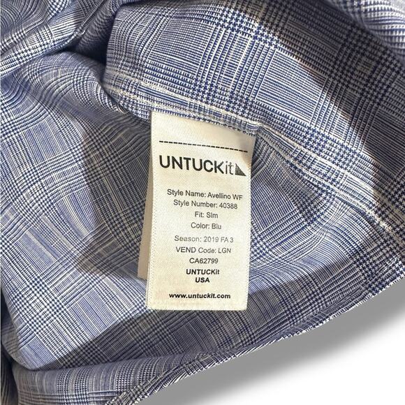 UNTUCKit Avellino Blue Casual Button Down Shirt wrinkle free slim fit large - Picture 5 of 6